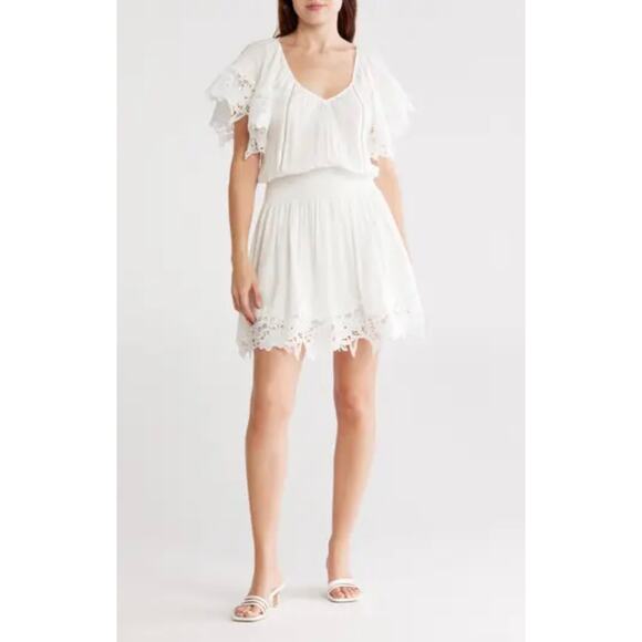 Ramy Brook Jacy White Lace Trim Mini Dress - Size Small - Picture 1 of 5